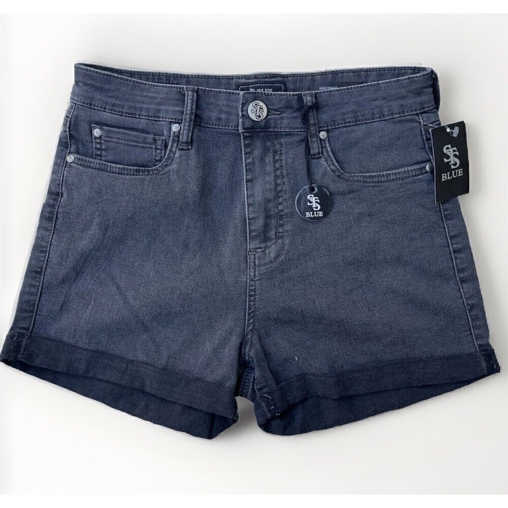 StS Blue Black Denim High Waist Juniors Black Cuffed Jeans size 11